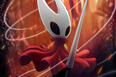 Artwork von Hollow Knight: Silksong, das Protagonistin Hornet mit ihrer Nadel als Waffe zeigt.