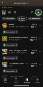 Playlist mit aktivierter Mixing-Funktion