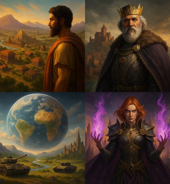 Mehrere Arten von Herrschern in realen und fiktiven Welten.