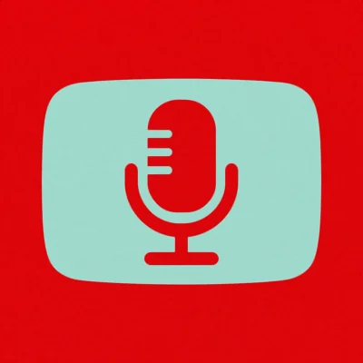 Ein rotes Mikrofon-Icon auf der simplifizierten Darstellung eines Bildschirms. Auch der Hintergrund ist rot.