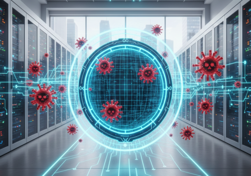 IT Sicherheit Bild, ein schild gegen Digitale Viren