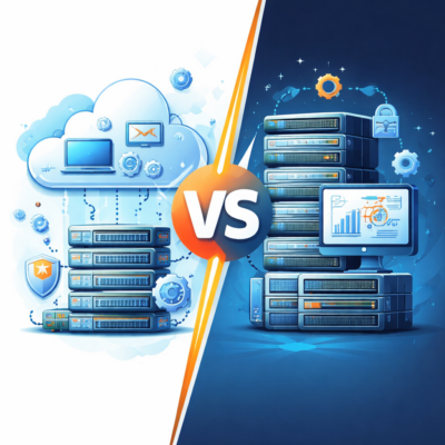 bild 1:1, cloud vs. server, gegenüberstellung, symbolisch, kein text