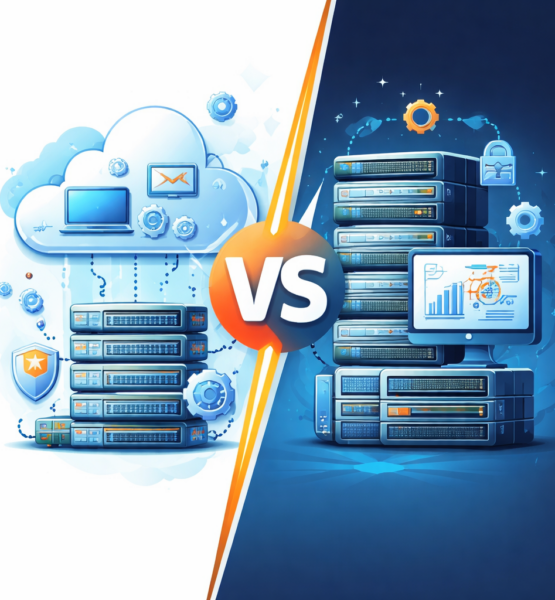 bild 1:1, cloud vs. server, gegenüberstellung, symbolisch, kein text