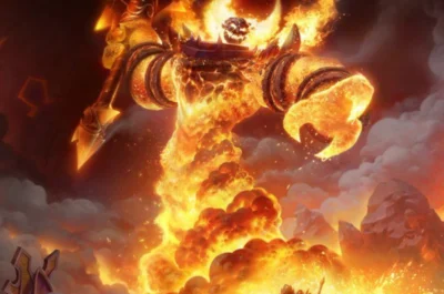 Artwork von Ragnaros, dem finalen Boss im geschmolzenen Kern von World of Warcraft.