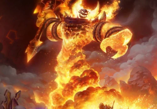 Artwork von Ragnaros, dem finalen Boss im geschmolzenen Kern von World of Warcraft.