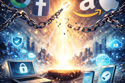 Eine Kette wird durchgebrochen und signalisiert digitale Unabhängigkeit von großen Tech-Firmen.