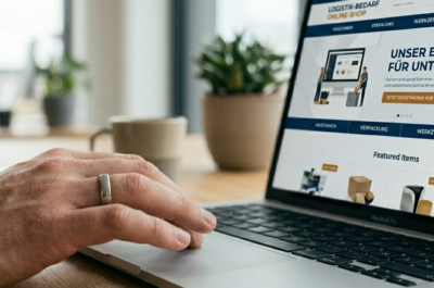 vergiss alles. Neues Bild, realistisch, stock footage artig, Hand auf Touchpad, bildschirm zeigt B2b website