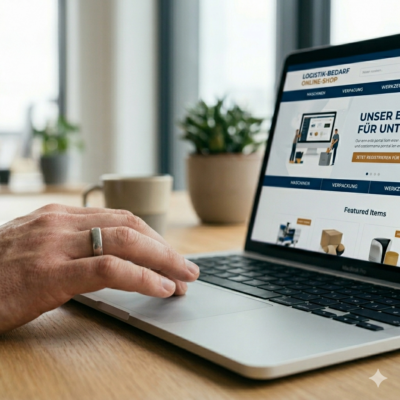 vergiss alles. Neues Bild, realistisch, stock footage artig, Hand auf Touchpad, bildschirm zeigt B2b website