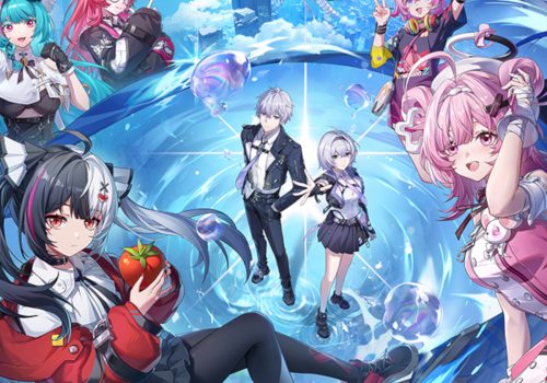 Neverness to Everness Key-Art mit mehreren Charakterenin in einer magischen Strudel.