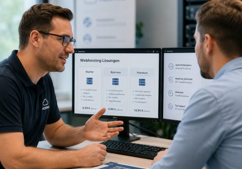 Ein Kunde wird fürs Webhosting beraten.
