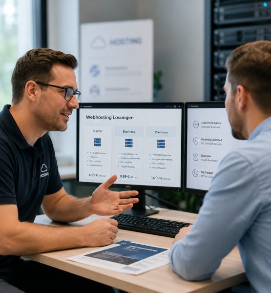 Ein Kunde wird fürs Webhosting beraten.