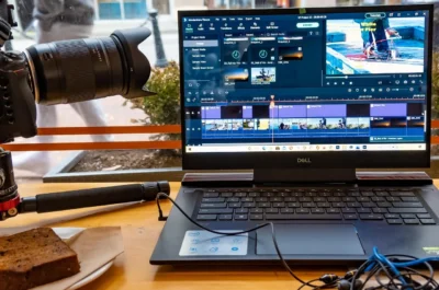 video cutting on a laptop