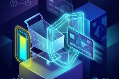 Erstelle ein abstraktes, modernes Artikelbild über sicheres Bezahlen mit digitalen Guthaben und Prepaid-Codes. Im Mittelpunkt schwebt ein stilisierter digitaler Warenkorb. Zwischen dem Warenkorb und einem abstrakten Bankkonto befindet sich eine leuchtende Schutzschicht in Form eines transparenten Schildes. Eine digitale Guthabenkarte mit einem abstrakten Code passiert diese Schutzschicht, während persönliche Finanzdaten und Kreditkarteninformationen sicher im Hintergrund bleiben. Ergänze dezente Symbole für Online-Shopping, Gaming, Streaming und digitale Unterhaltung. Eine klar begrenzte, leuchtende Guthabenanzeige soll Kostenkontrolle und ein festes Budget symbolisieren. Die Komposition vermittelt Datensparsamkeit, Privatsphäre, Sicherheit und selbstbestimmtes Bezahlen im Internet. Hochwertige redaktionelle Tech-Illustration, klar, reduziert und eher abstrakt als fotorealistisch. Moderner Magazin-Look mit geometrischen Formen und räumlicher Tiefe. Farbwelt aus dunklem Blau und Violett mit kräftigen Akzenten in Neon-Gelb und hellem Blau. Keine Menschen, keine Schrift, keine lesbaren Codes, keine Zahlen, keine Währungssymbole, keine Markenlogos und keine erkennbaren Benutzeroberflächen oder realen Bezahlkarten. Quadratisches Bildformat 1:1, Ausgabe als JPG. Dateigröße unter 1 MB halten. Falls nötig, die Auflösung reduzieren und eine stärkere JPEG-Komprimierung verwenden. Ideale Ausgabegröße: 1024 × 1024 Pixel.