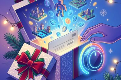 **Gemini-Prompt:** Erstelle ein modernes, leicht abstraktes Artikelbild zum Thema Gaming-Gutscheine als Weihnachtsgeschenk für Kinder. Im Mittelpunkt liegt eine neutrale digitale Geschenkkarte in einer geöffneten Geschenkbox. Aus der Karte steigen leuchtende virtuelle Münzen, kleine geometrische Spielewelten und ein individuell gestaltbarer, blockartig abstrahierter Avatar empor. Daneben symbolisieren ein kreisförmiger Budgetregler und eine schützende Hand die elterliche Kontrolle sowie einen klar begrenzten Ausgabenrahmen. Verbinde die digitale Gamingwelt dezent mit einer weihnachtlichen Atmosphäre: warme Lichter, wenige Schneeflocken, Tannenzweige und eine rote Schleife. Das Bild soll Vorfreude und Spielspaß vermitteln, gleichzeitig aber auch Planung, Kostenkontrolle und die Absprache mit den Eltern sichtbar machen. Hochwertige redaktionelle Illustration, modern, klar und eher abstrakt als fotorealistisch. Räumliche Tiefe, ausgewogene Komposition und kein überladener Weihnachtskitsch. Farbwelt aus kräftigem Blau und Violett mit Akzenten in Neon-Gelb, Rot und warmem Weiß. Keine Schrift, keine Zahlen, keine lesbaren Gutscheincodes, keine Markenlogos und keine exakte Darstellung von Roblox, Robux oder urheberrechtlich geschützten Spielfiguren. Quadratisches Bildformat 1:1, Ausgabe als JPG. Dateigröße unter 1 MB halten. Falls nötig, die Auflösung reduzieren und eine stärkere JPEG-Komprimierung verwenden. Ideale Ausgabegröße: 1024 × 1024 Pixel.