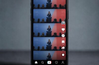 Ein Smartphone vor schlichtem Hintergrund. Auf dem Display ist TikTok dargestellt.